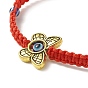 Resin Evil Eye Braided Bead Bracelet with Alloy Animal Beaded for Women, Red