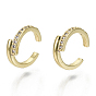 Brass Micro Pave Clear Cubic Zirconia Cuff Earrings, Nickel Free