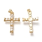 Brass Micro Pave Cubic Zirconia Pendants, Cross, Clear, Real 18K Gold Plated