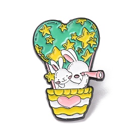 Alfiler de esmalte de conejo, insignia de aleación de dibujos animados para ropa de mochila, electroforesis negro