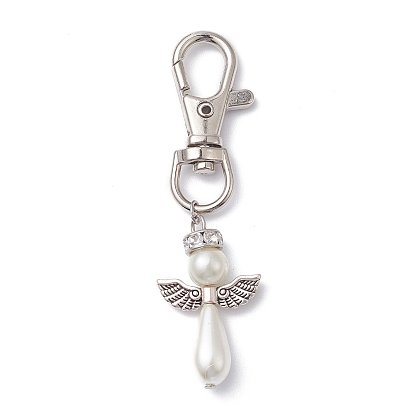 Adornos colgantes de perlas de vidrio y aleación de ángel, con el corchete de la langosta