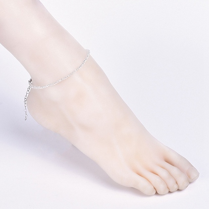 Electroplate Glass Beads Anklets, with 304 Stainless Steel Heart Link Chains & Lobster Claw Clasps & Snap on Bails, Heart Glass Pendants