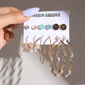 Vintage Butterfly Earrings with Full Rhinestones for Women, Metal Hoop Ear Cuffs Jewelry