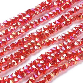 Electroplate Glass Beads Strands, Faceted, AB Color Plated, Rounded Rectangle