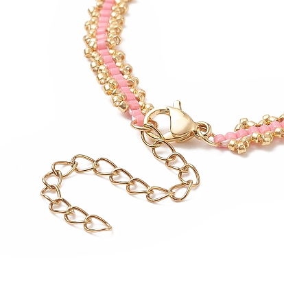 Bracelet en perles de verre tressées avec 304 fermoir en acier inoxydable pour femme