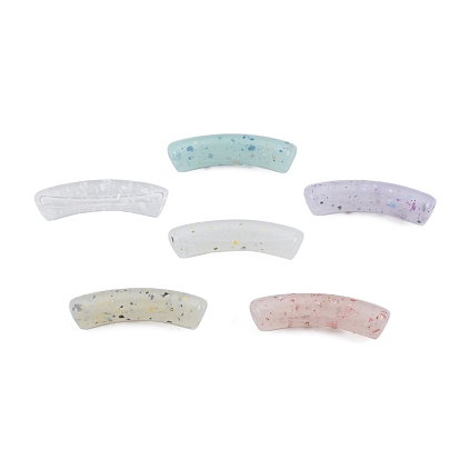 Marbled Stone Style Opaque Acrylic Beads, Curved Tube