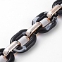 Imitation Gemstone Style Acrylic Handmade Cable Chains, with Rose Gold Plated CCB Plastic Linking Ring, Oval