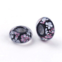Handmade Lampwork Beads, Large Hole Beads, Rondelle with Flower