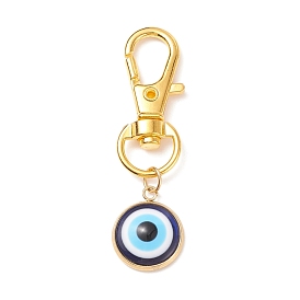 Resin Evil Eye Pendant Decorations, with Alloy Lobster Claw Clasps, Clip-on Charms, for Keychain, Purse, Backpack Ornament, Stitch Marker