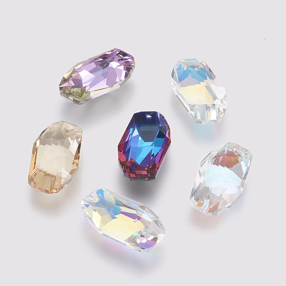 K9 Glass Rhinestone Pendants, Imitation Austrian Crystal, Faceted, Rectangle