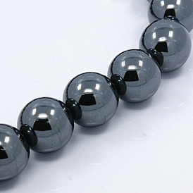 Galvanoplastie non magnétiques hématite synthétique brins de perles, ronde