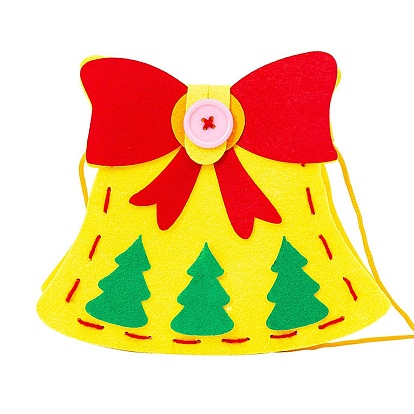 Kits de bolsas temáticas navideñas no tejidas con forma de muñeco de nieve/pingüino/campana, incluyendo tela, aguja, cable
