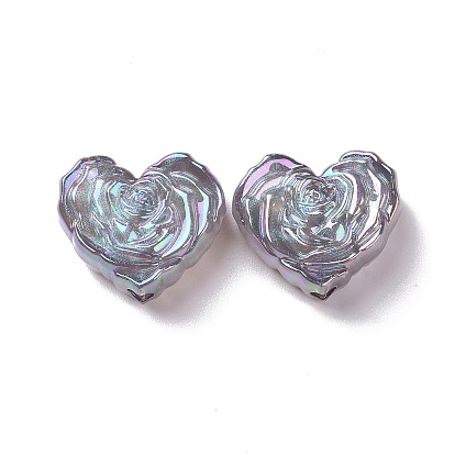 UV Plating Rainbow Iridescent Acrylic Beads, Heart