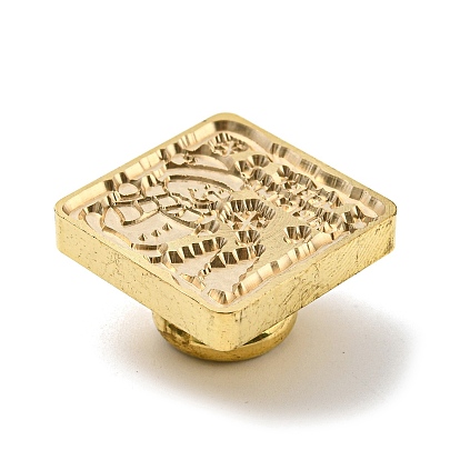 Cabeza de sello de latón con sello de cera con tema navideño, para sello de cera, dorado