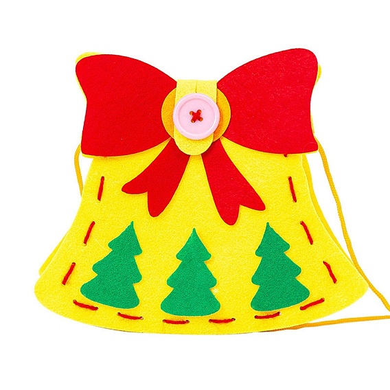 Kits de bolsas temáticas navideñas no tejidas con forma de muñeco de nieve/pingüino/campana, incluyendo tela, aguja, cable