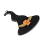 Halloween Theme Translucent Acrylic Pendants, Glitter Witch Hat Charms