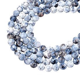 Brins de perles d'agate naturelle arricraft, ronde, facette, teints et chauffée, Grade a