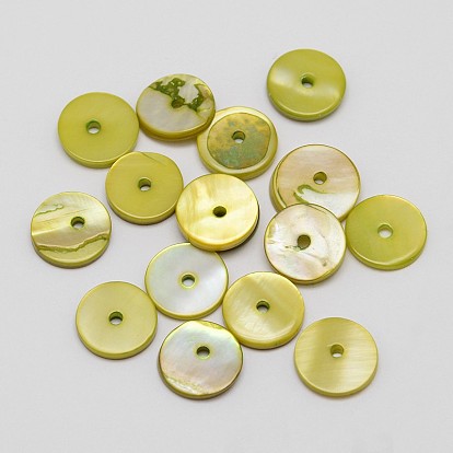 Separadores de cuentas de concha naturales teñidos, disco / plano y redondo, perlas heishi