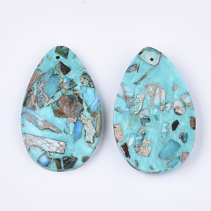 Assembled Synthetic Imperial Jasper and Turquoise Pendants, Dyed, Drop