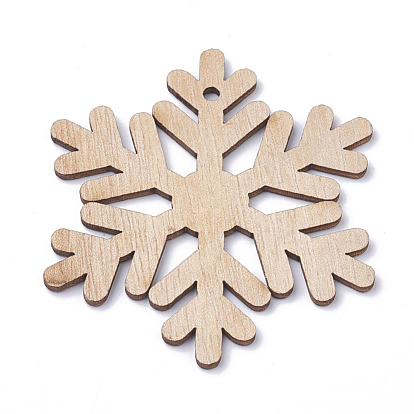 Undyed Wooden Big Pendants, Snowflake