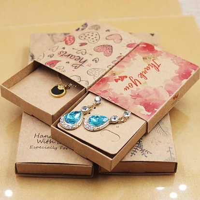 Cajas de papel kraft y tarjetas de exhibición de joyas de aretes, cajas de embalaje, con el patrón