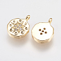 Brass Micro Pave Cubic Zirconia Charms, Flat Round