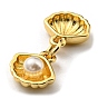 Brass Charms, with Plastic Imitation Pearls and Jump Ring, Long-Lasting Plated, Lead Free & Cadmium Free, Shell Charm