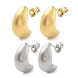 Teardrop 304 Stainless Steel Stud Earrings, Half Hoop Earrings