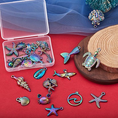 24 pendentifs en acier inoxydable chirurgical sur le thème de l'océan, formes mixtes