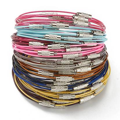 Steel Wire Bracelet Cord, with Alloy Clasp, 1mm, Inner Diameter: 72mm