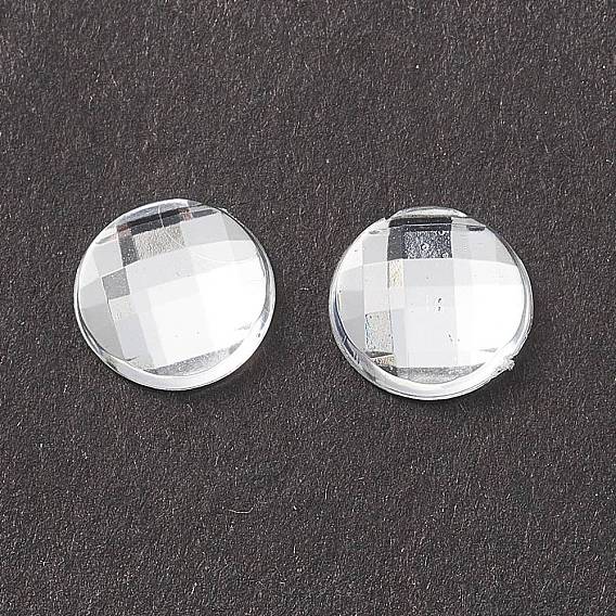 Cabujones de diamante de imitación de acrílico, espalda plana, facetados, semicírculo