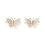 Brass Micro Pave Cubic Zirconia Links Connectors, Butterfly