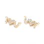 Brass Micro Pave Clear Cubic Zirconia Pendants, Word I Love You, for Valentine's Day