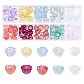 Pandahall elite 100pcs 10 couleurs perles de verre peintes transparentes, jade d'imitation, pod lotus