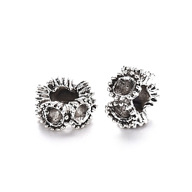 Alliage de style tibétain supports perle européennes de strass, Perles avec un grand trou   , sans plomb, fleur