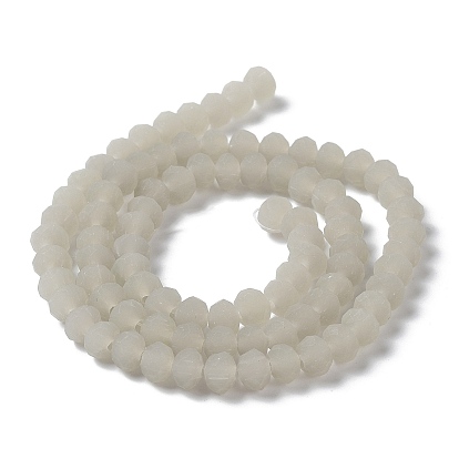 Imitation Jade Solid Color Glass Beads Strands, Faceted, Frosted, Rondelle