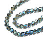 Electroplate Transparent Glass Beads Strands, Faceted, Bicone