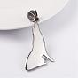 316 Surgical Stainless Steel Pendants, Howling Wolf Pendants, 46x29x6mm, Hole: 7x10mm