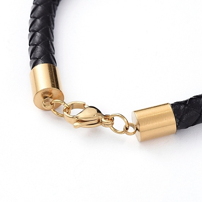 Unisex Braided Leather Cord Bracelets, with 304 Stainless Steel Lobster Claw Clasps
