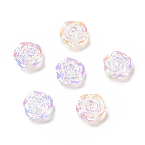 Opaques cabochons de fleurs acryliques, couleur ab , rose