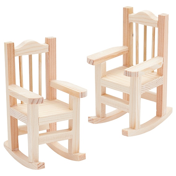 Décorations pour la maison en bois de pin naturel, fauteuil à bascule