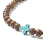 Колье из сплава тыквы с кисточками, ожерелье для йоги из натурального дерева и синтетической бирюзы с крестом из бисера для женщин