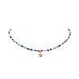 304 collier pendentif étoile en acier inoxydable avec chaînes de perles de verre pour femme