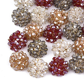 Cabochons de perles de verre, avec anneaux en laiton et tamis en alliage, or et de lumière