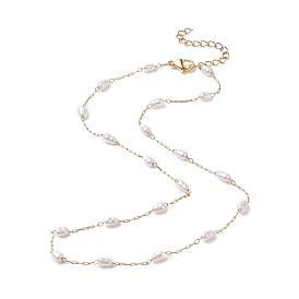 Collier chaîne à maillons de perles de verre, 316 bijoux chirurgicaux en acier inoxydable pour femmes
