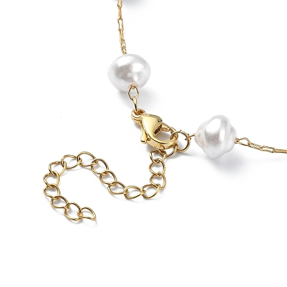 Colliers de chaîne de perles d'imitation de perle en plastique abs, 304 bijoux en acier inoxydable pour femmes
