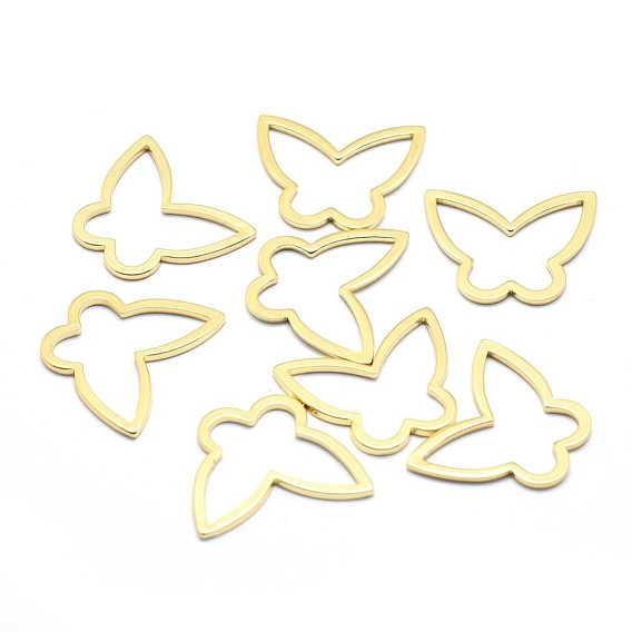 Brass Linking Rings, Cadmium Free & Nickel Free & Lead Free, Butterfly, Real 18K Gold Plated