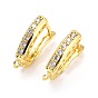 Brass Micro Pave Clear Cubic Zirconia Hoop Earring Findings with Latch Back Closure, Real 18K Gold Plated, Long-Lasting Plated