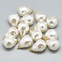 Pendentifs en plastique imitation perle abs, avec les accessoires en laiton, goutte , réel 18 k plaqué or