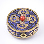 Handmade Indonesia Beads, with Brass Findings, Flat Round, Golden
